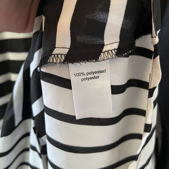 Maurices Semi Sheer Top Black White Stripe Blouse Size Medium - Picture 4 of 6